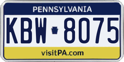 PA license plate KBW8075