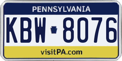 PA license plate KBW8076