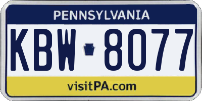 PA license plate KBW8077