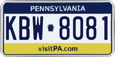 PA license plate KBW8081