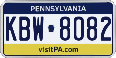 PA license plate KBW8082