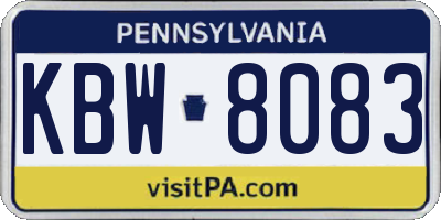 PA license plate KBW8083