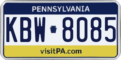 PA license plate KBW8085
