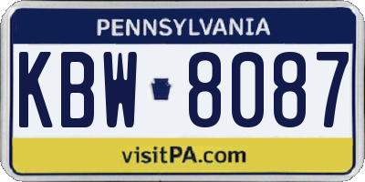 PA license plate KBW8087