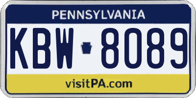 PA license plate KBW8089