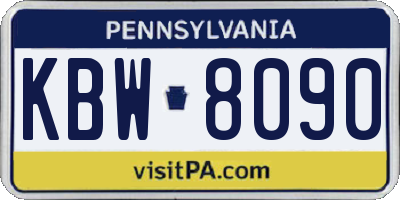 PA license plate KBW8090