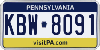 PA license plate KBW8091