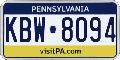 PA license plate KBW8094