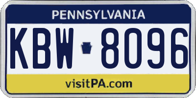 PA license plate KBW8096