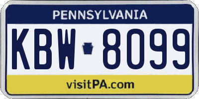 PA license plate KBW8099