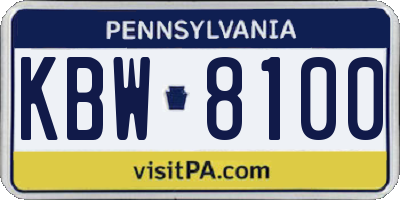 PA license plate KBW8100