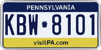 PA license plate KBW8101