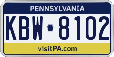 PA license plate KBW8102