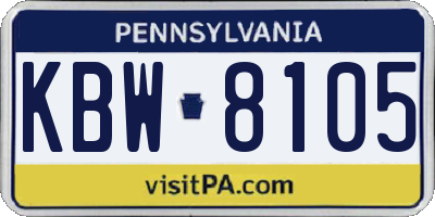 PA license plate KBW8105