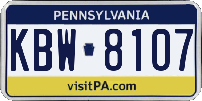 PA license plate KBW8107