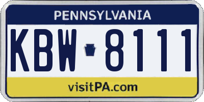 PA license plate KBW8111