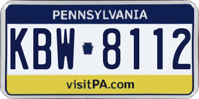 PA license plate KBW8112