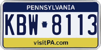 PA license plate KBW8113