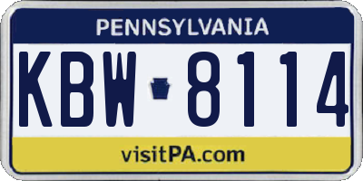 PA license plate KBW8114