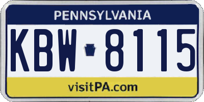 PA license plate KBW8115