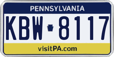 PA license plate KBW8117