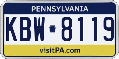 PA license plate KBW8119