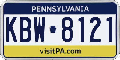 PA license plate KBW8121