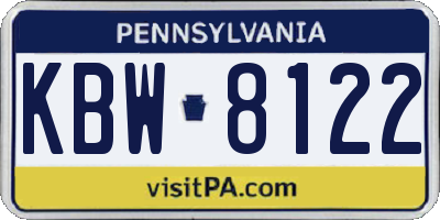 PA license plate KBW8122