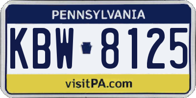 PA license plate KBW8125