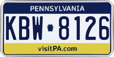 PA license plate KBW8126