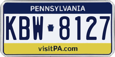 PA license plate KBW8127