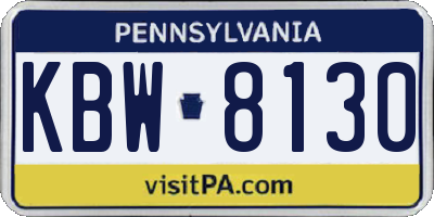 PA license plate KBW8130