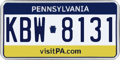 PA license plate KBW8131