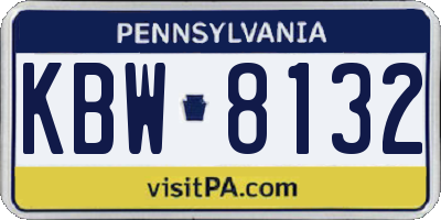 PA license plate KBW8132