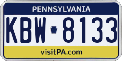 PA license plate KBW8133