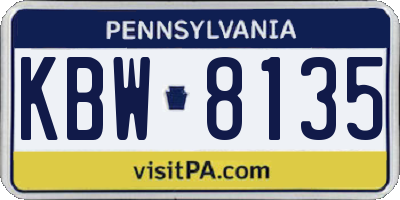 PA license plate KBW8135
