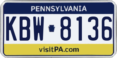 PA license plate KBW8136