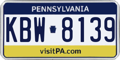 PA license plate KBW8139