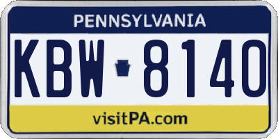 PA license plate KBW8140