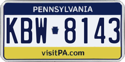 PA license plate KBW8143