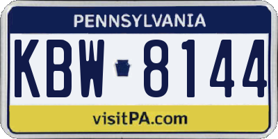 PA license plate KBW8144
