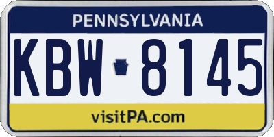 PA license plate KBW8145