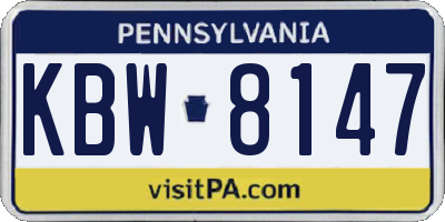 PA license plate KBW8147