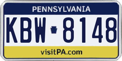 PA license plate KBW8148