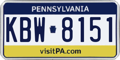 PA license plate KBW8151