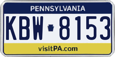 PA license plate KBW8153