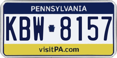 PA license plate KBW8157