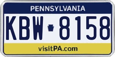 PA license plate KBW8158