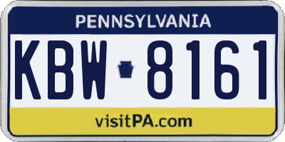 PA license plate KBW8161