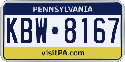 PA license plate KBW8167